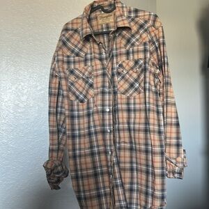EUC men’s wrangler, retro western shirt plaid size large |A212